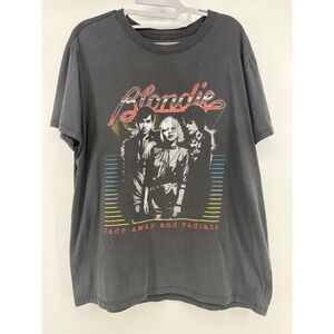 Blondie Fade Away and Radiate Band Graphic T-Shirt Large Cotton Black Rocker Tee